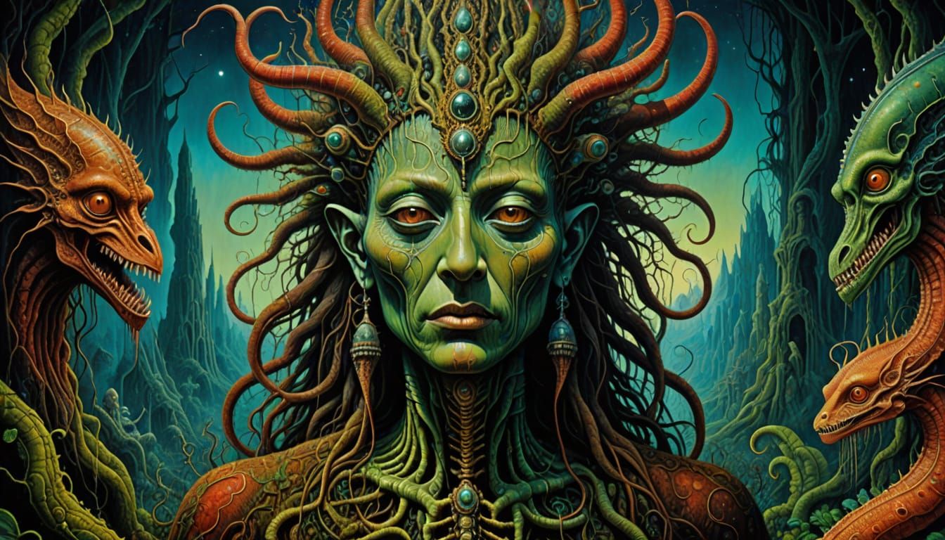 Surreal Ayahuasca Fantasy in Oil Paint and Collage