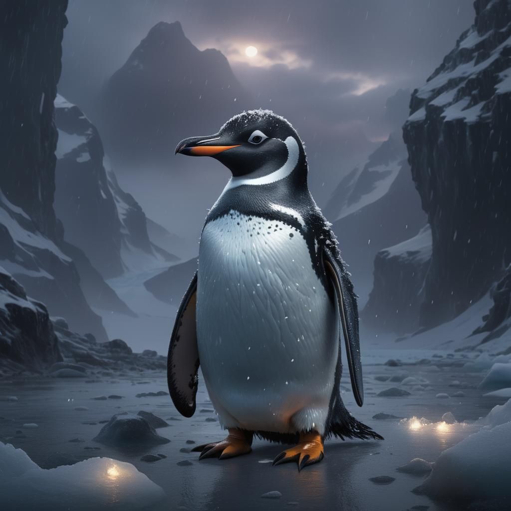 Penguin in Antarctica: Digital Matte Painting