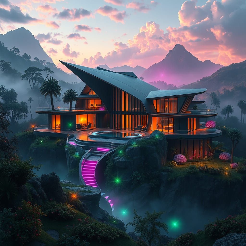 Surreal Modern House in a Fantastical Landscape