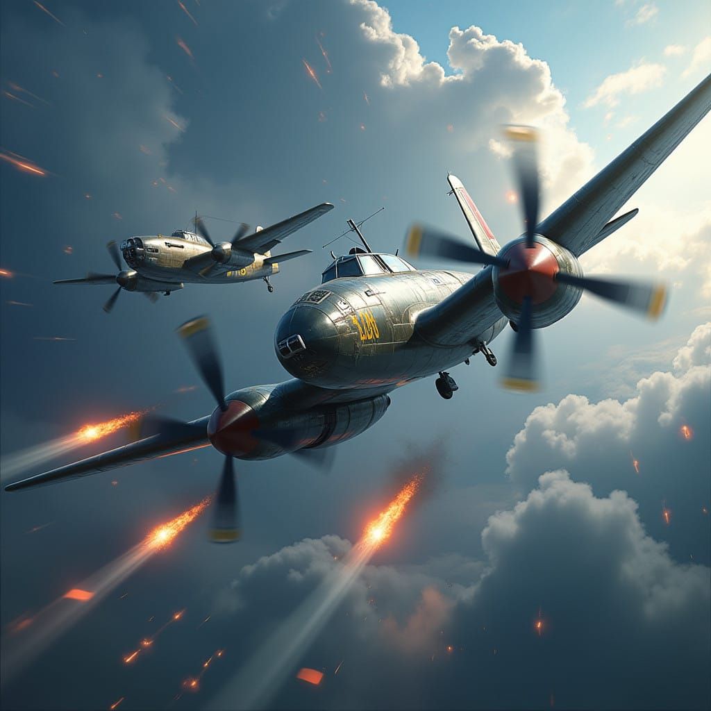 Dog Fight in Stormy Skies