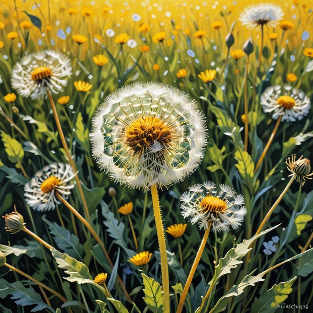 Dandelion Close-Up: An Impressionist Bird's Eye View