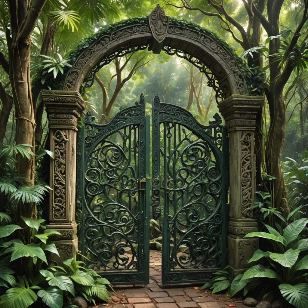 Gate of Verdant Dreams in a Lush Jungle