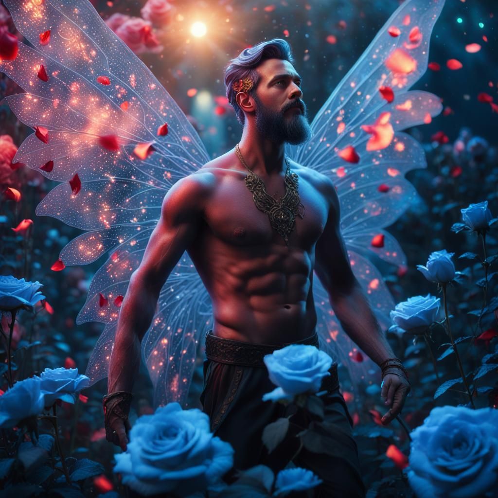 Fey King in Vibrant Cosmic Garden