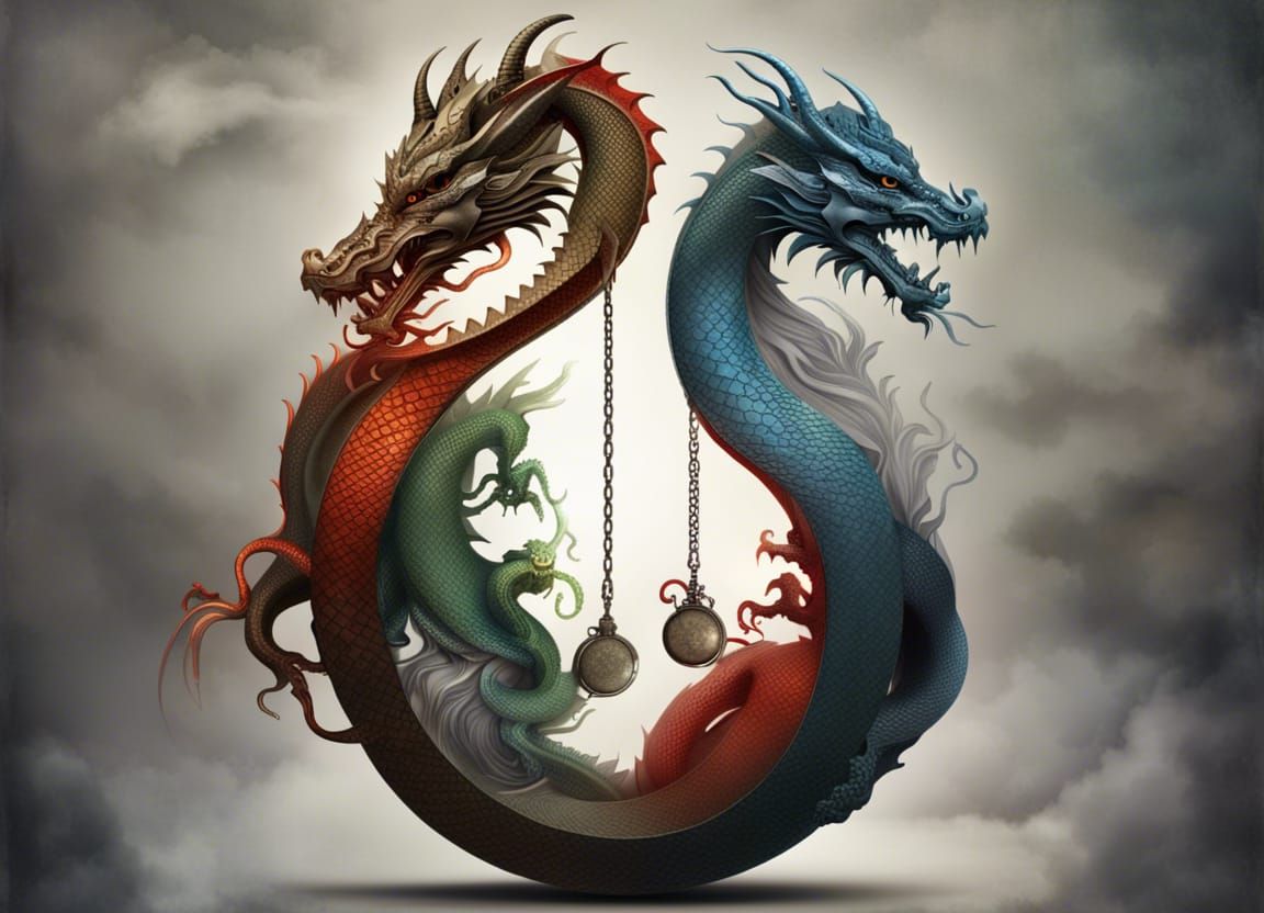 Yin-Yang Dragon Balances Scales of Contradiction