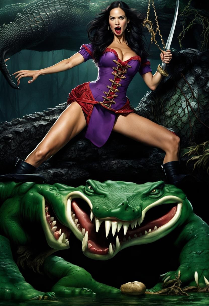 Captain Hook Confronts a Crocodile