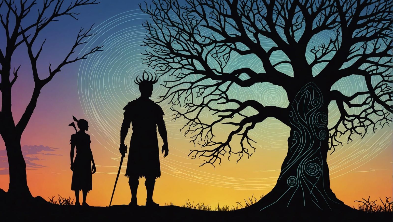 Eerie Forest Discovery: Sci-Fi Fantasy Illustration