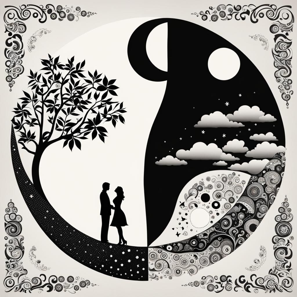 Yin Yang Sun and Moon Fantasy Art