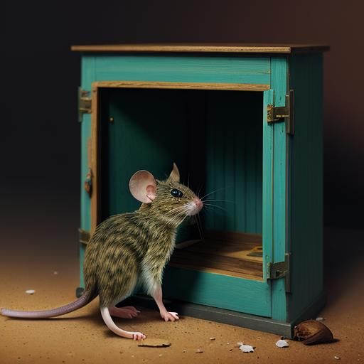 Hyperrealistic Mouse and Cupboard Splash Art