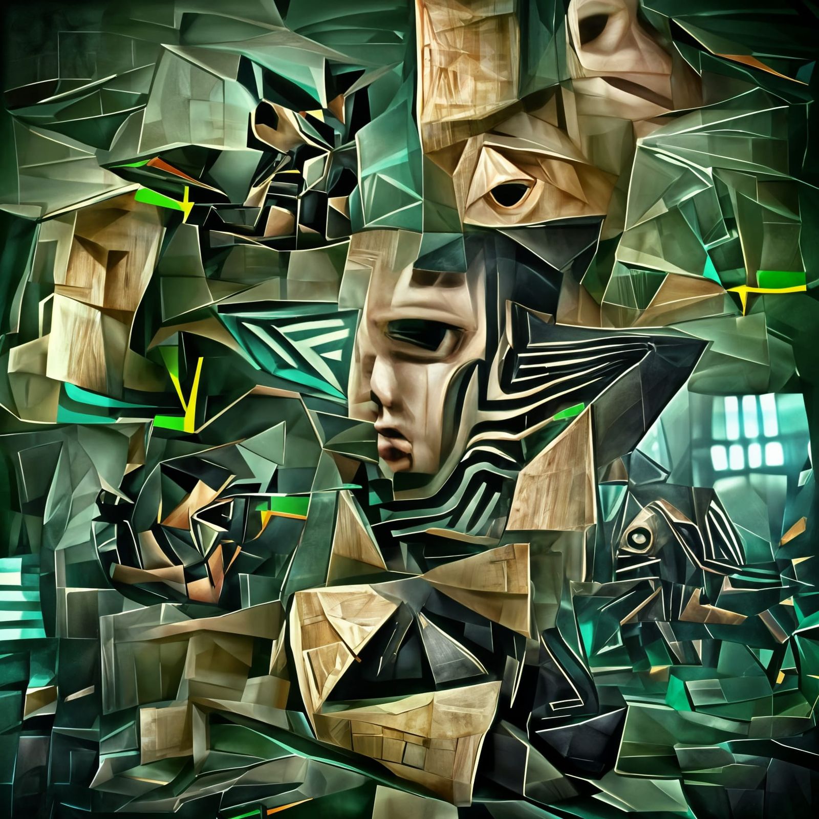 Abstract Alien Symbols in Cubist Style