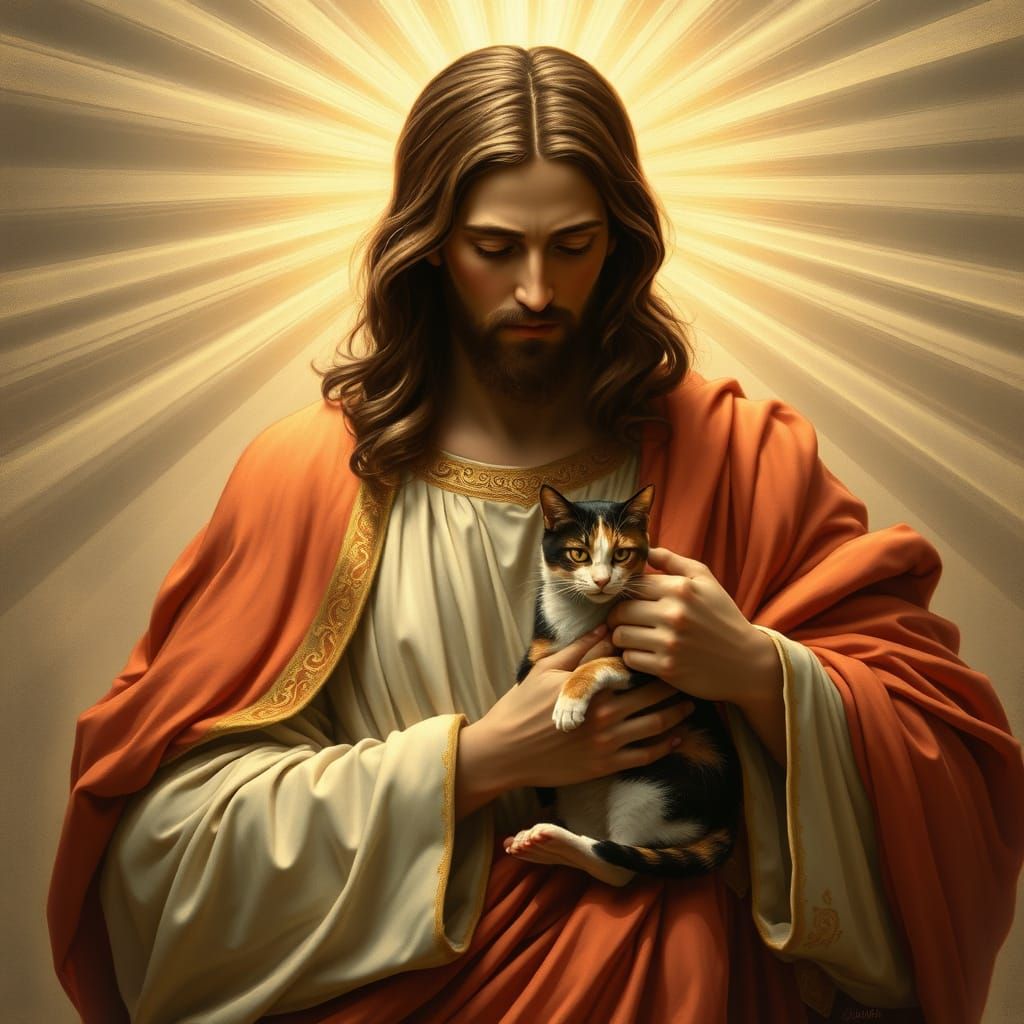 Majestic Jesus in Classical Renaissance Style with Divine El...