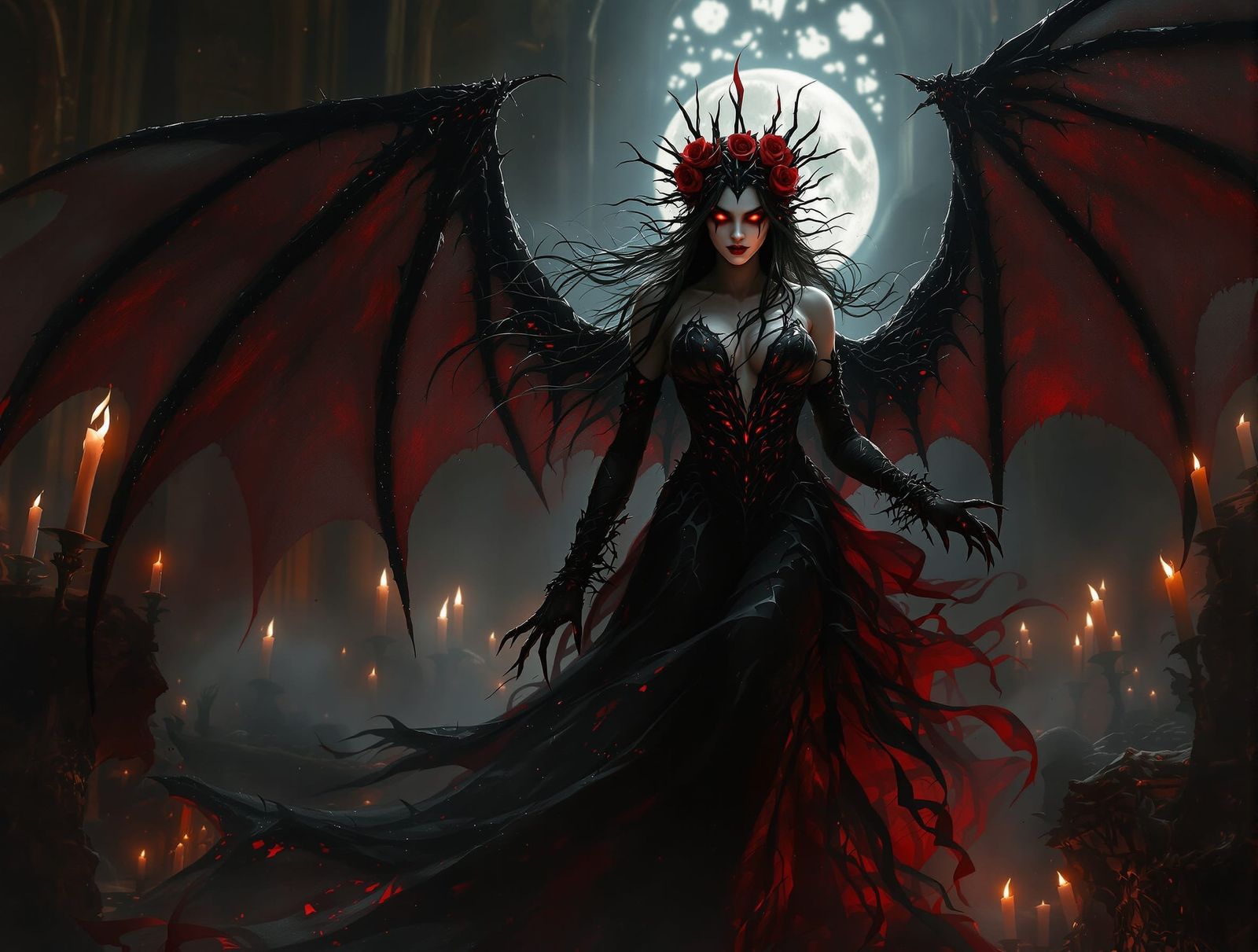 Vampiric Goddess Emerges from Gothic Cathedral