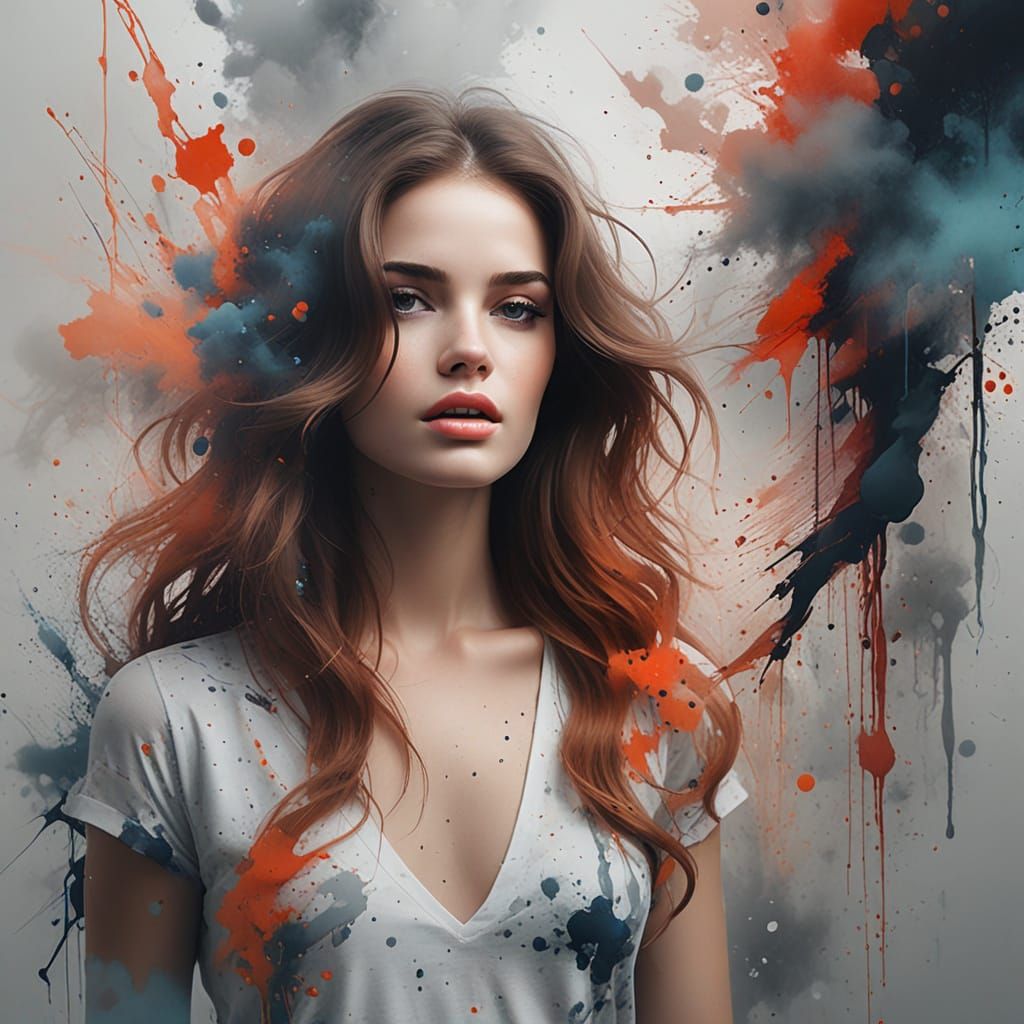 Lana Del Rey Portrait as Alcohol Ink Splatter Art