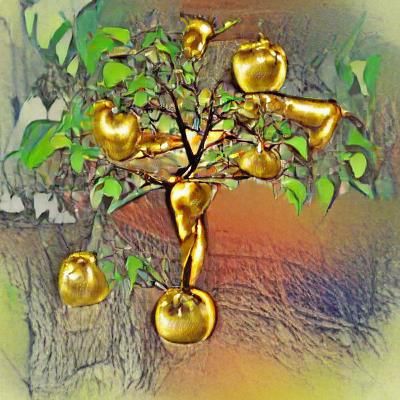 Golden Apple Tree in Isolation