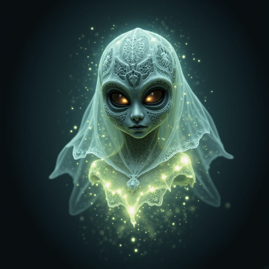 Ethereal Glowing Creature in Gothic Art Style