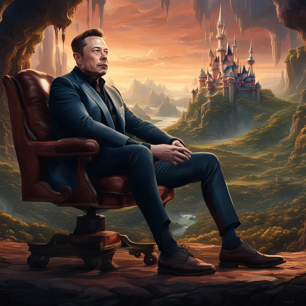 Elon Musk and Walt Disney in Detailed Digital Art