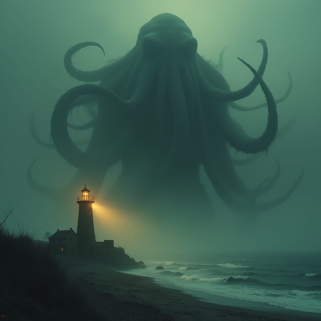 Cthulhu Emerges from Fog in Ominous Light