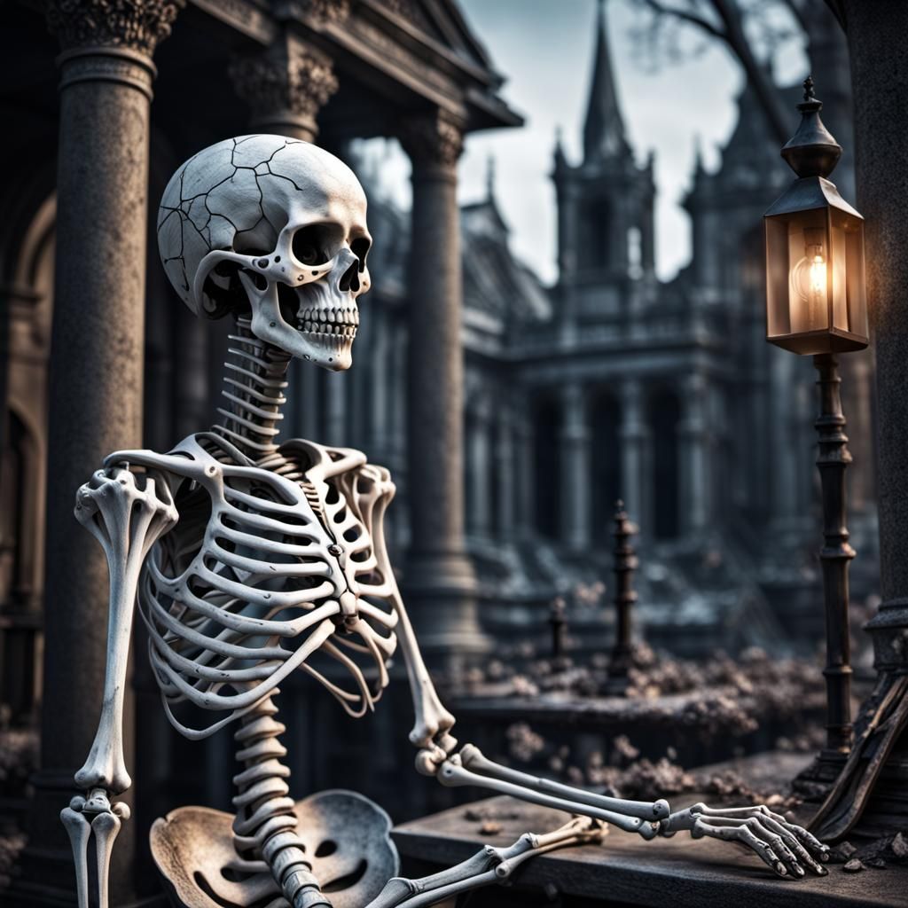 Hyperrealistic Skeleton Girl in Sharp Focus