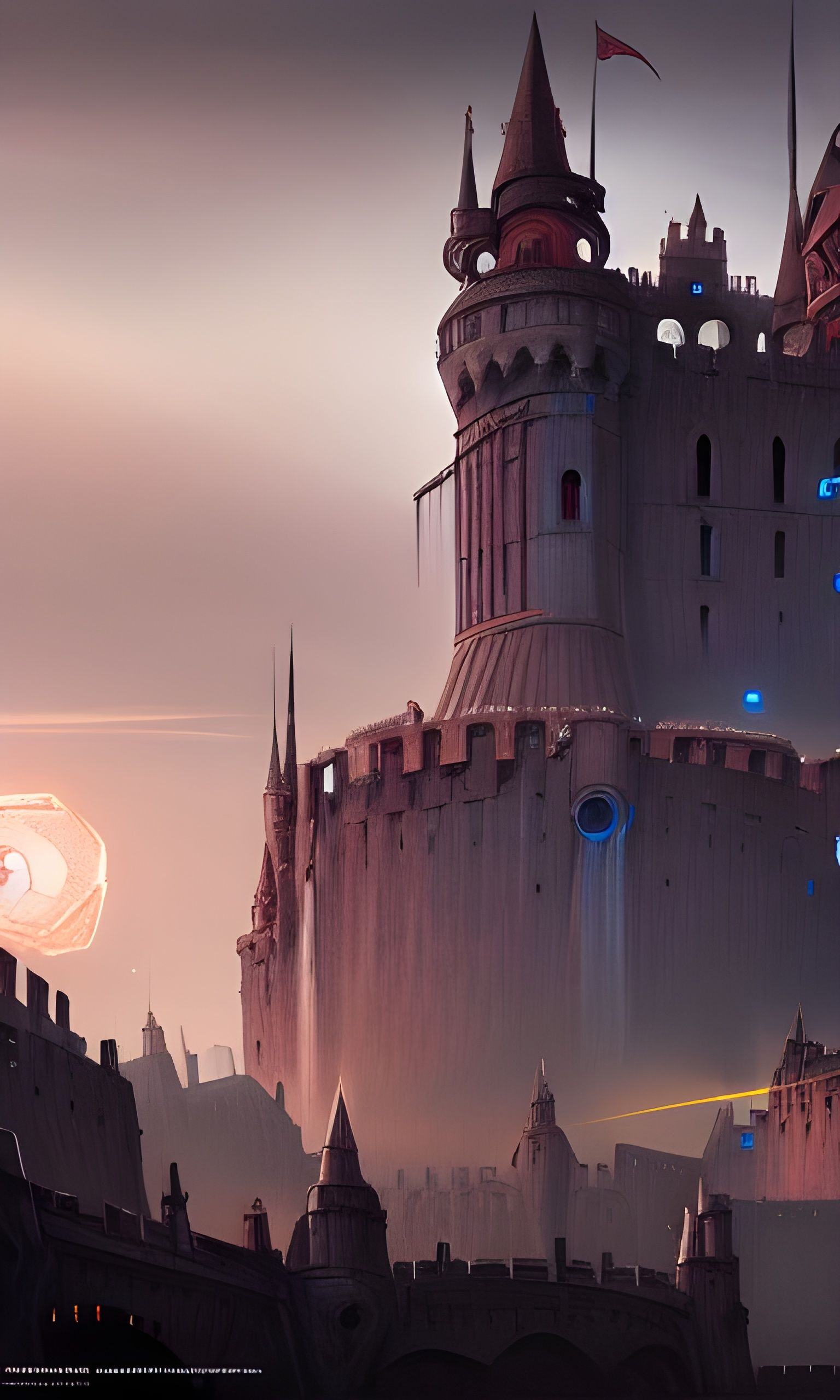 Futuristic Alien Weapons Integrated into Medieval Castle