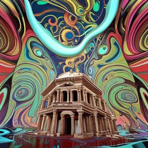 Athens Agora: Surreal Expressionist Oil Painting