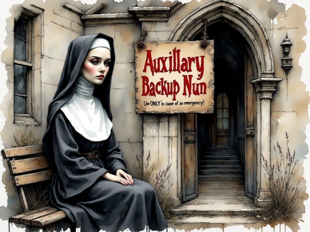 Serenely Contemplative Nun in Convent