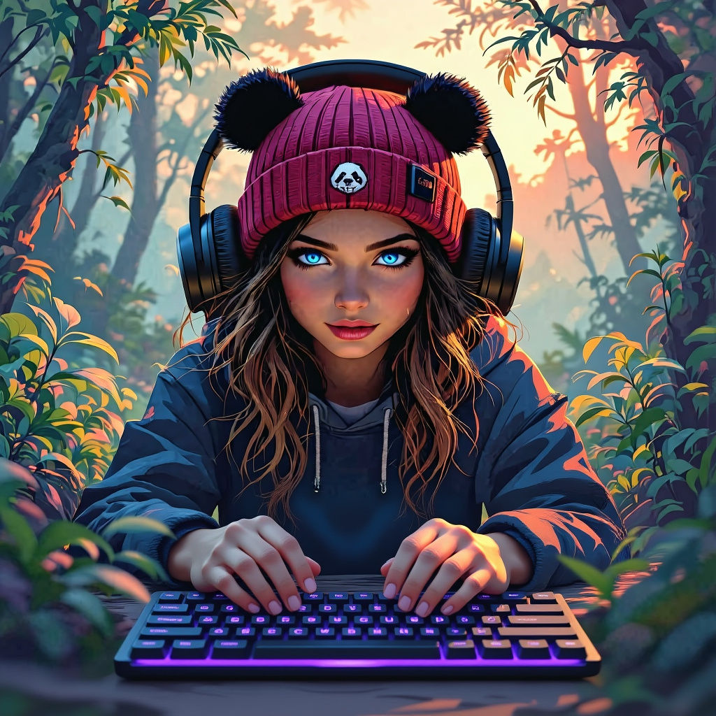 Girl Gamer in Fantasy Concept Art Style