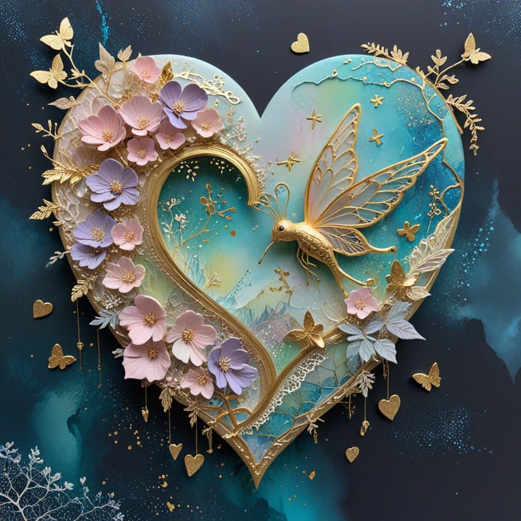 Whimsical Fairy Landscapes with Pastel Colors and Kintsugi A...