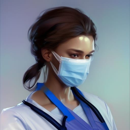Attractive Black Nurse Portrait in Hyperdetailed Style