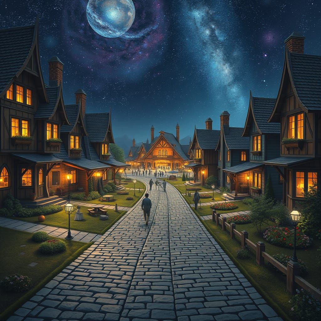 Floating Market Square in the Multiverse: Dreamlike Scene