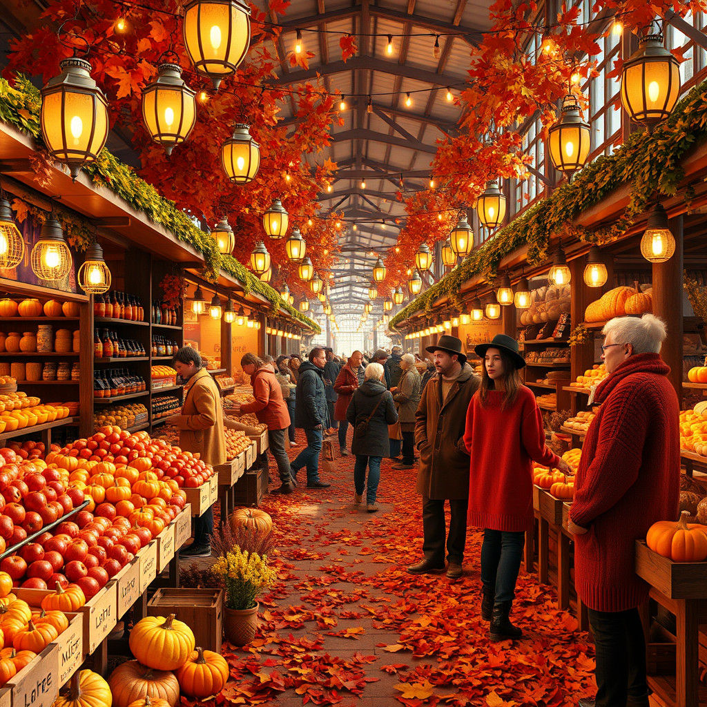 Thanksgiving Market in Futuristic Realistic Style