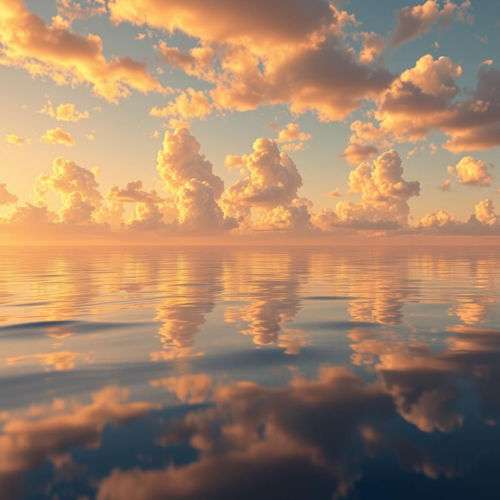 Golden Hour Ocean Reflection in Still Life Style