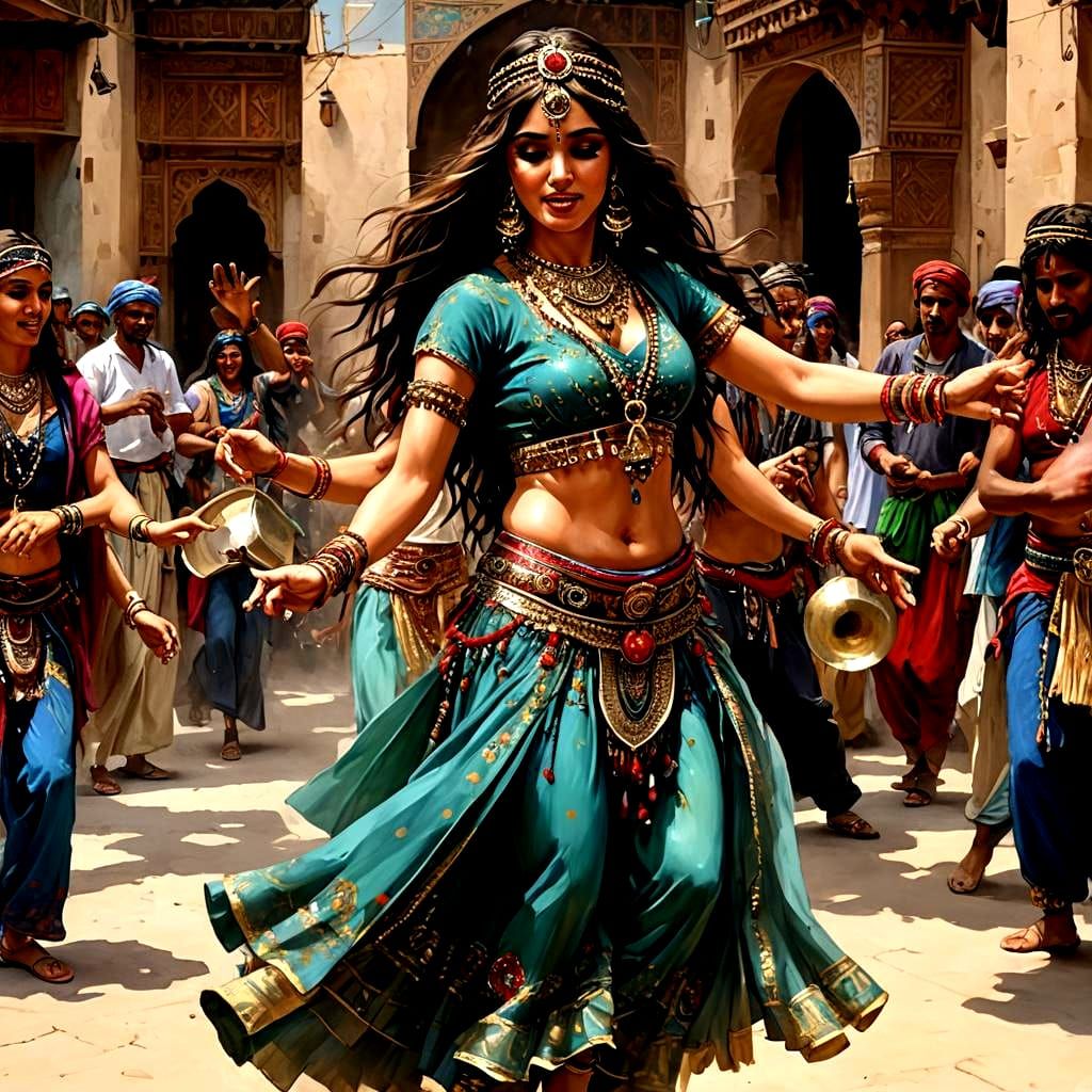 Belly Dancer's Rhythmic Performance