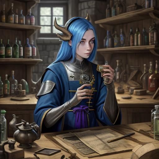 Medieval Dragon Alchemist in Laboratory