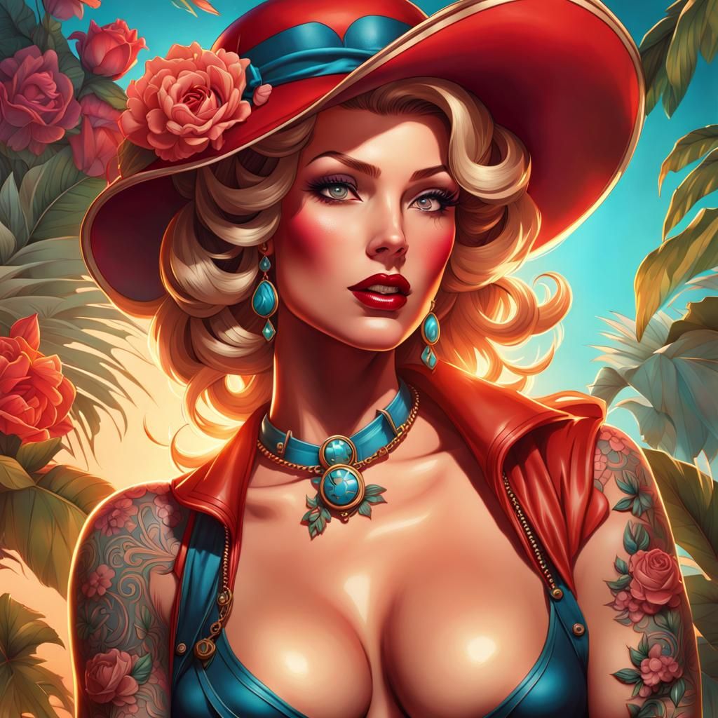 Pinup Girl Tattoo: Retro Comic Book Art