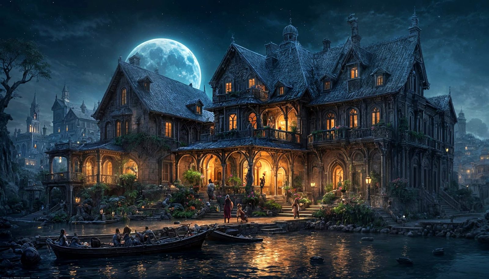 Fantasy Villa Village Inside Crescent Moon