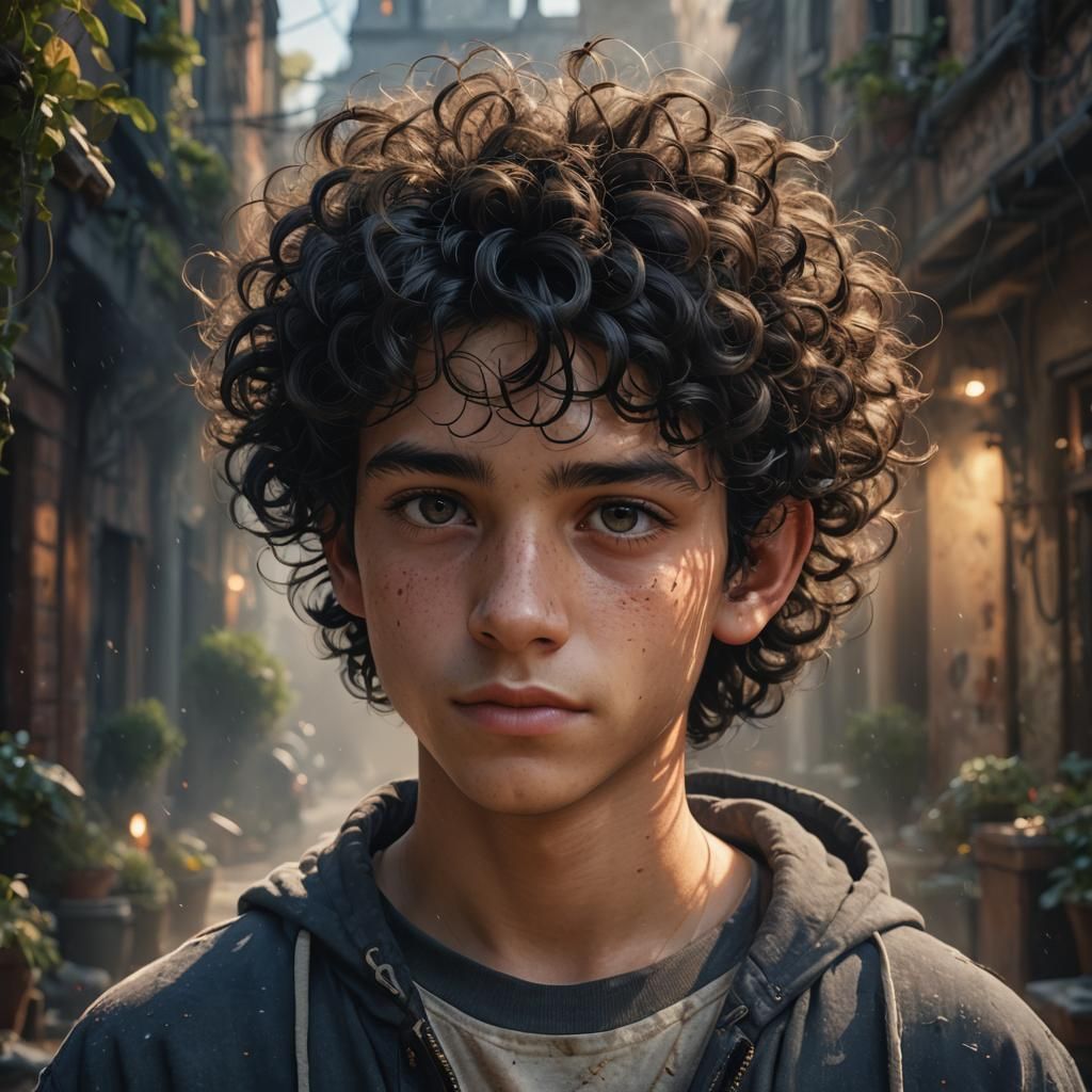 Hyperrealistic Portrait of a Youthful Boy in Detailed Matte ...
