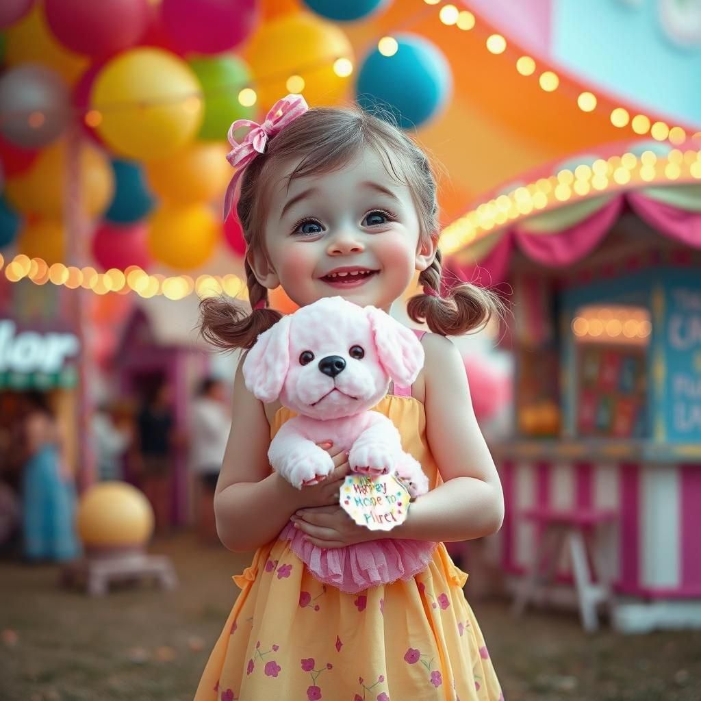 Cotton Candy Puppy with Girl's Hand