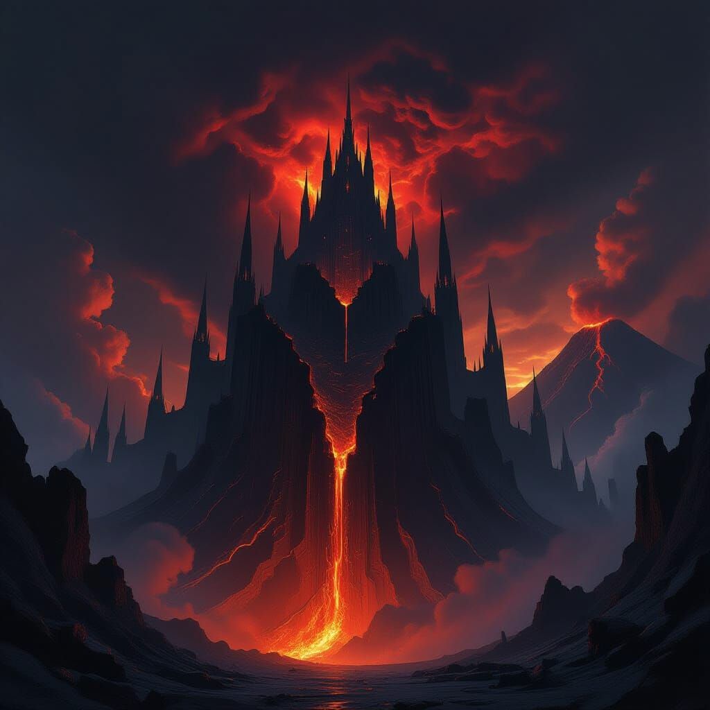 Dark Fantasy Obsidian Citadel Rises From Abyss