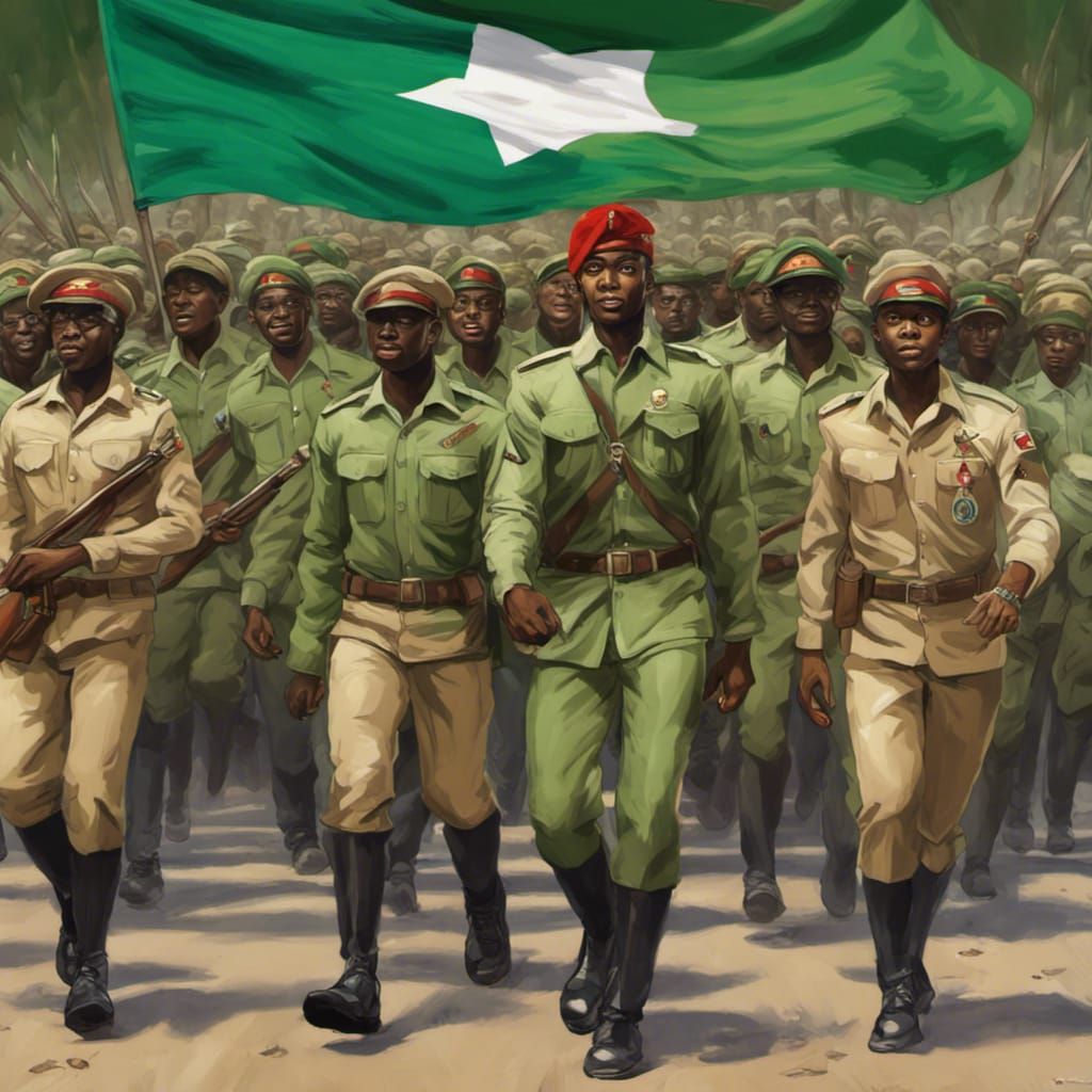 Nigerian Youth Corpers Marching with National Flag