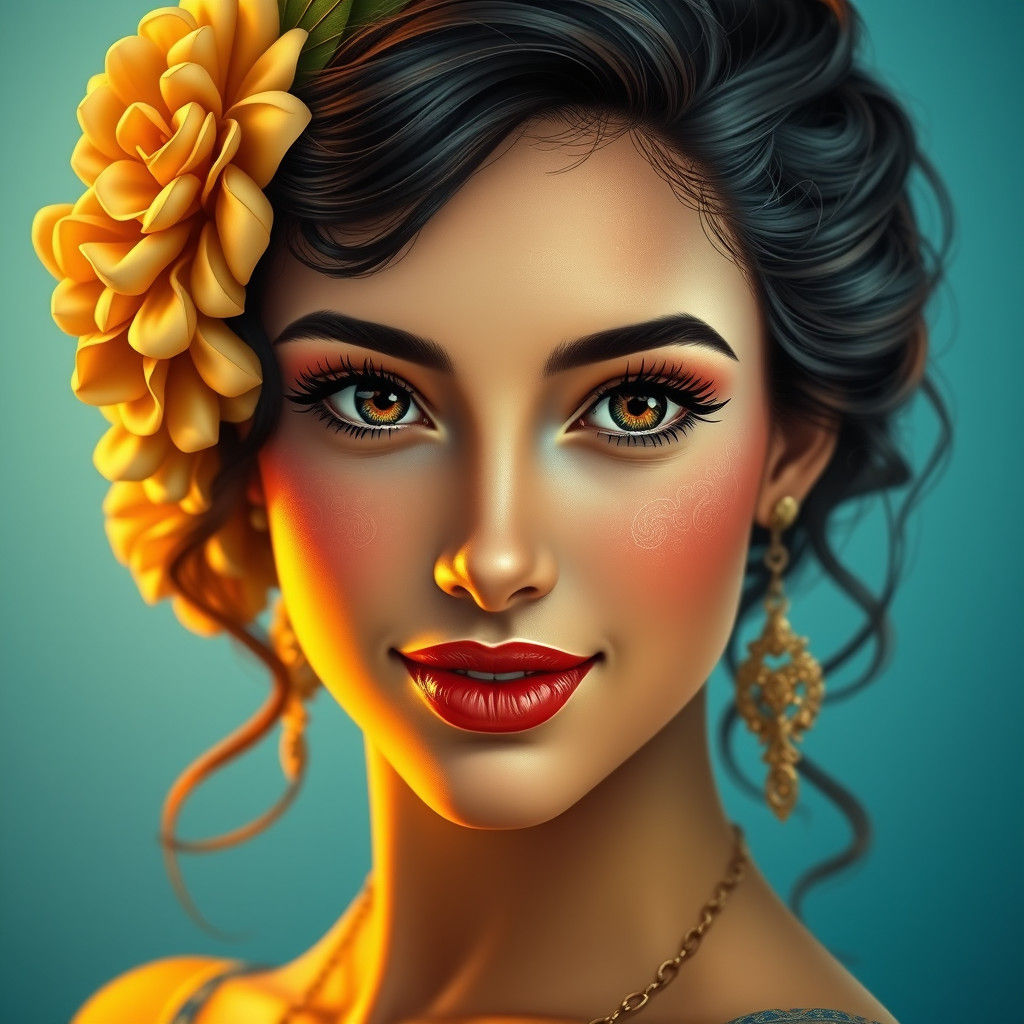 Brazilian Woman Portrait in Art Nouveau Style