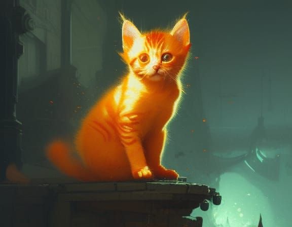 fat orange kitten a masterpiece, 8k resolution, dark fantasy...