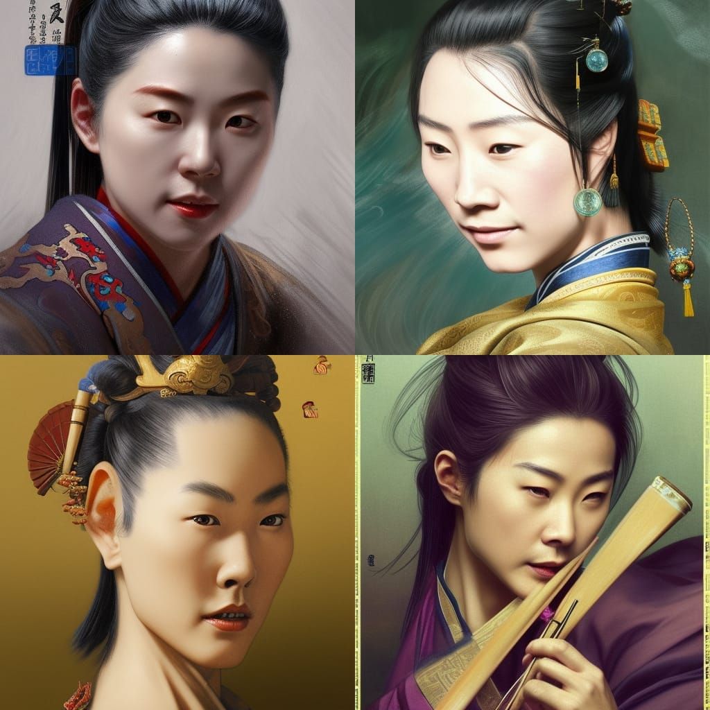 Han Xiangzi: Flute Artist in Detailed Digital Art