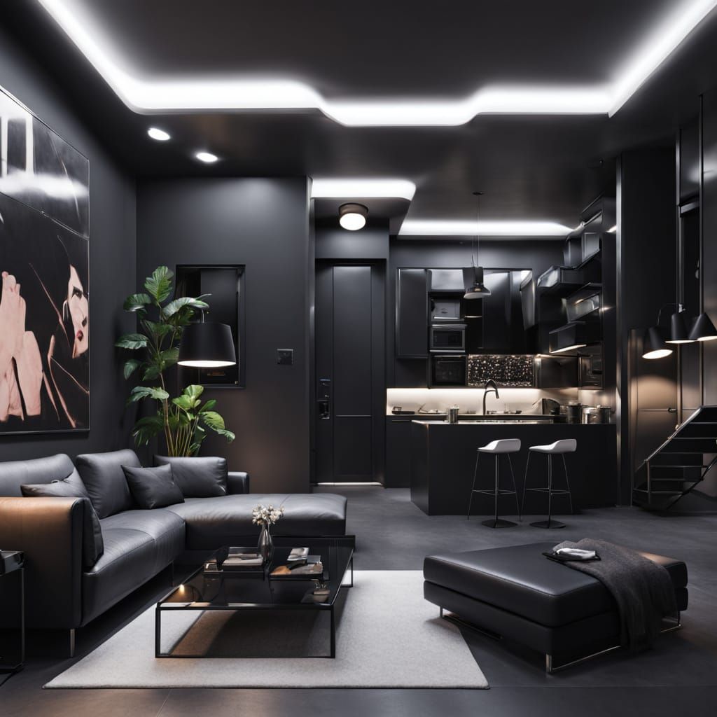 Tech Noir Apartment Interior Design