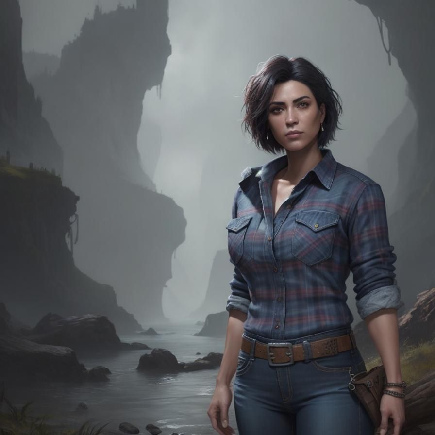 Latino Reporter in Detailed Matte Painting Style