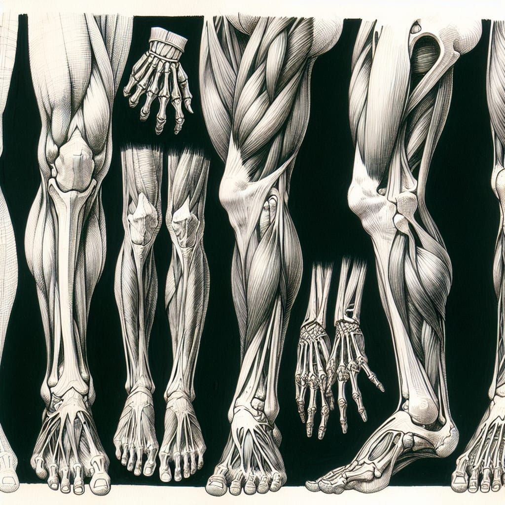 Renaissance-Inspired Leg Anatomy Study in Ink