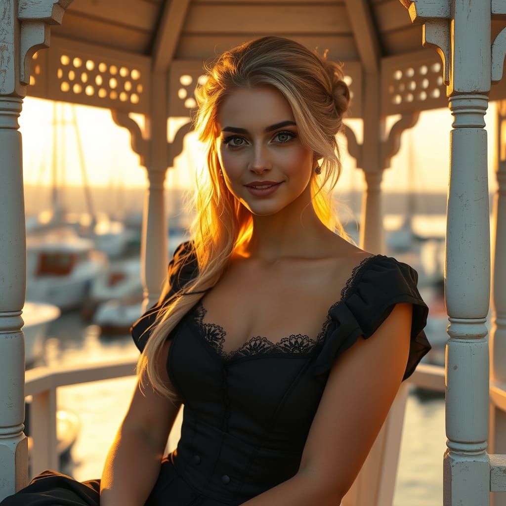 Elegant Israeli Woman in Golden Hour Serenity