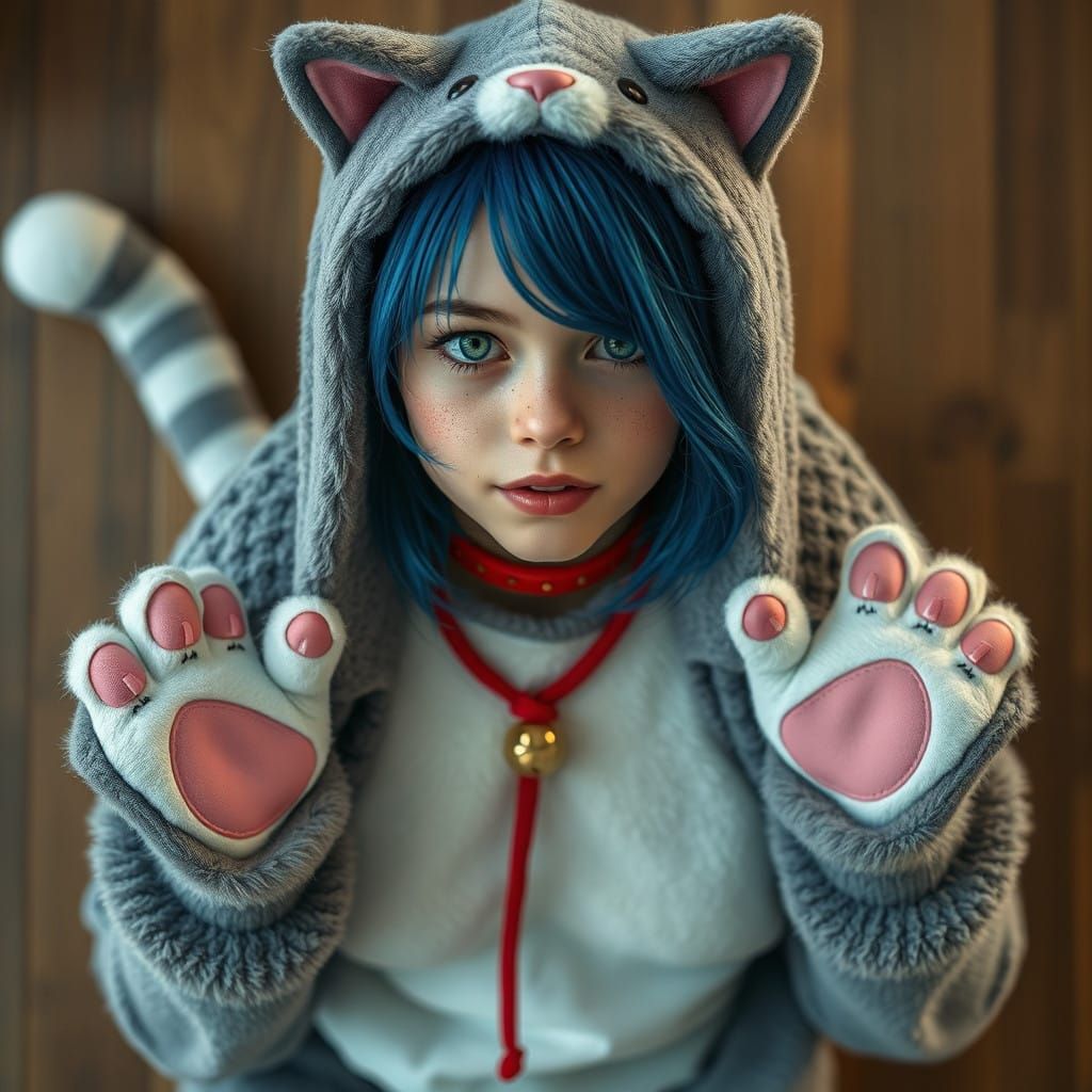Charming Feline-Inspired Girl in Realistic High-Definition