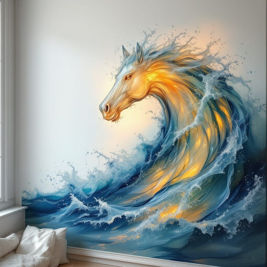 Horse of the Sea Rises from Ocean Wave