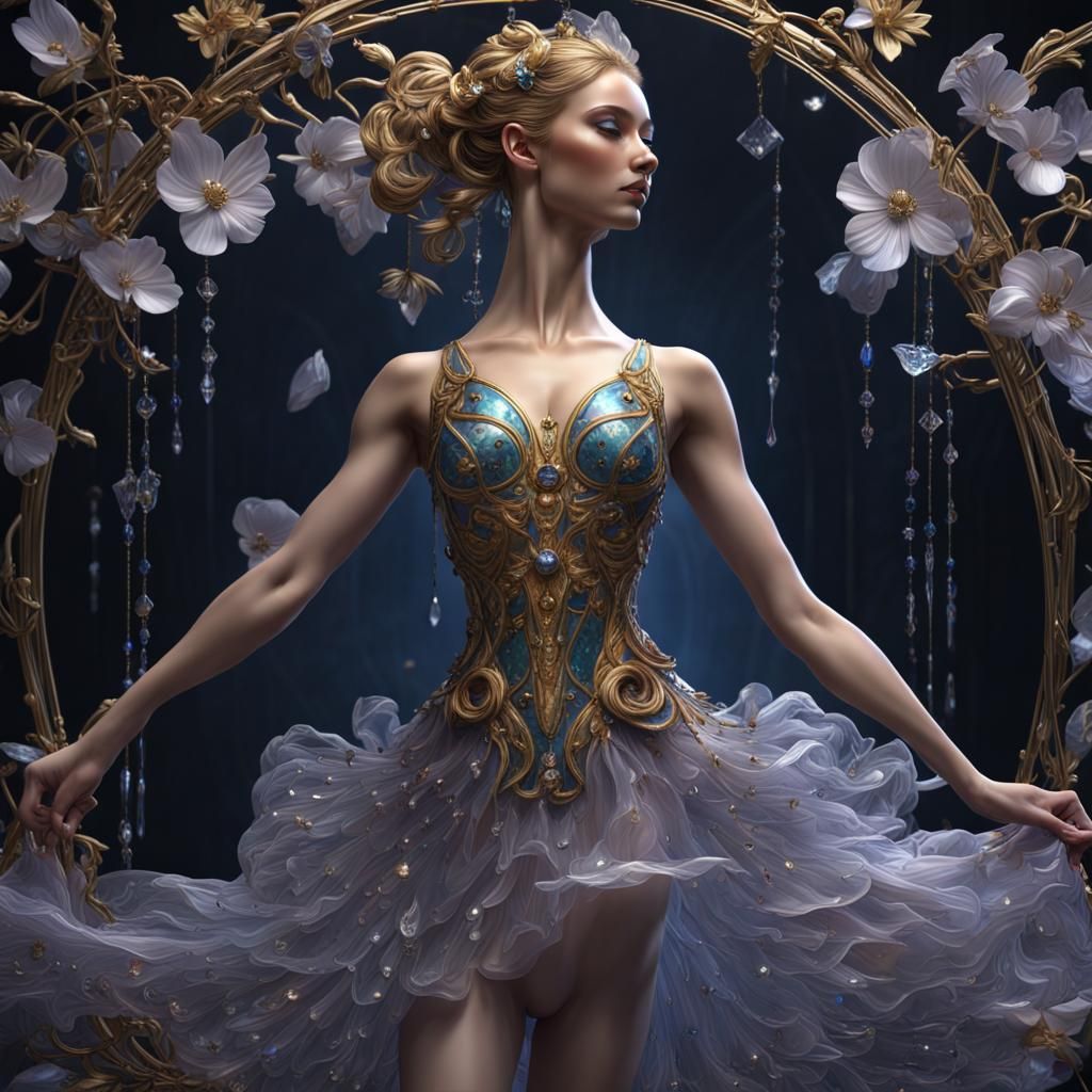 Art Nouveau Glass Ballerina with Jeweled Hair