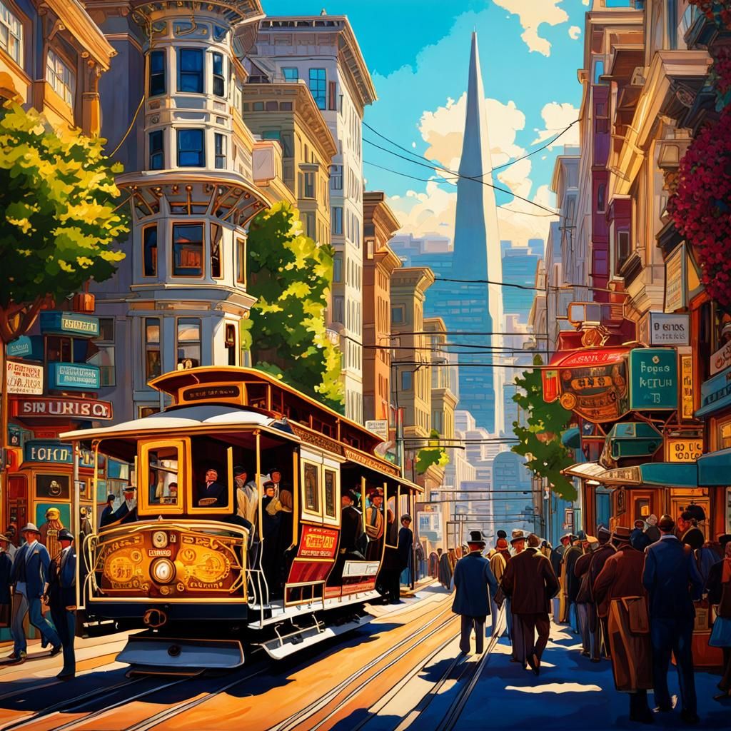 San Francisco Cable Car in Steampunk Style