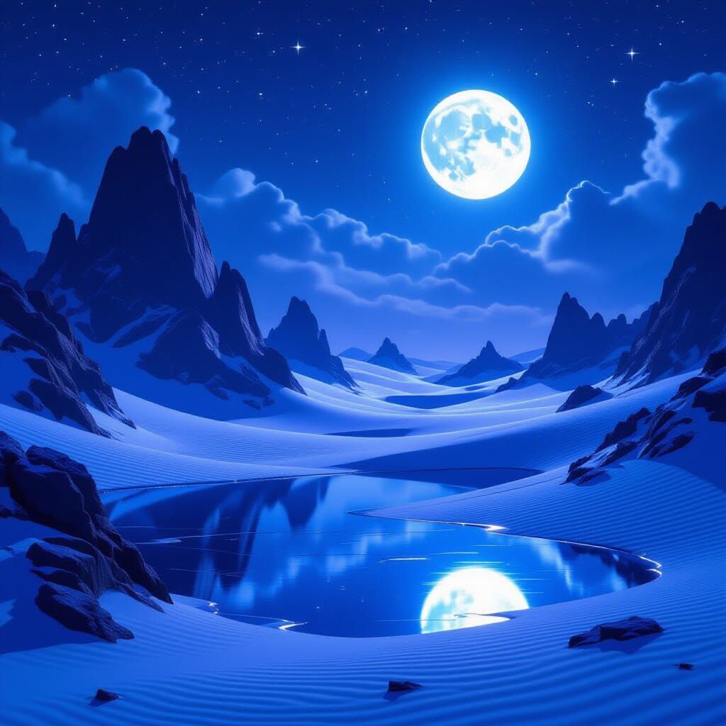 Mystical Crystal Desert Under Moonlight